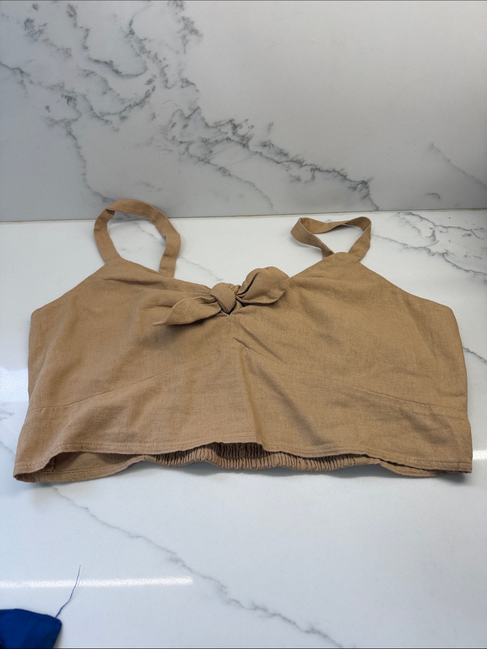 Universal Thread Tan Knot-Front Crop Top